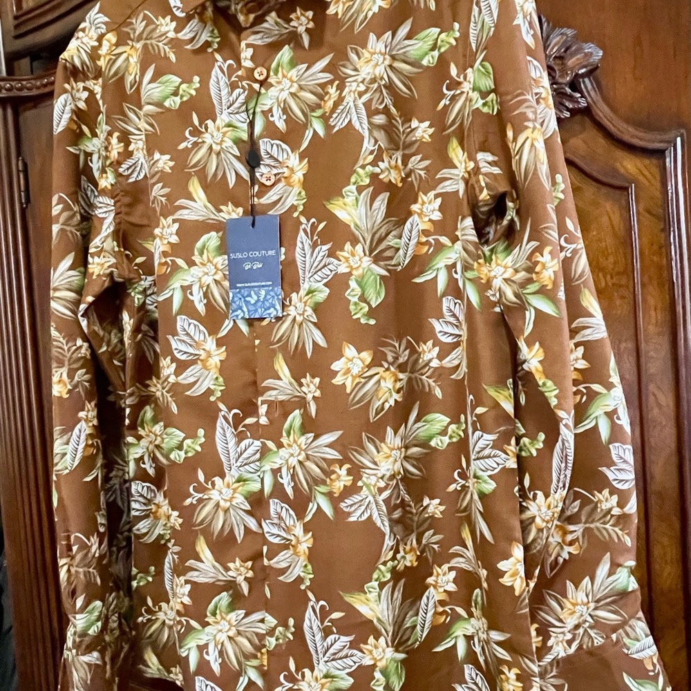 Go Couture Brown Floral Button Down Shirt